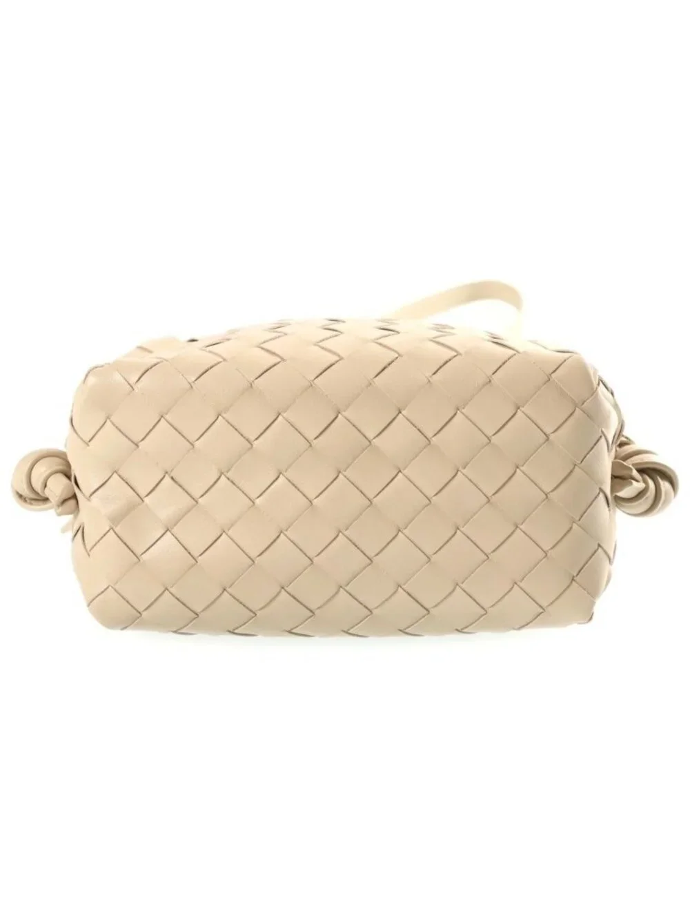 Bottega Veneta Intrecciato Mini Loop Shoulder Bag Ivory Leather Gold